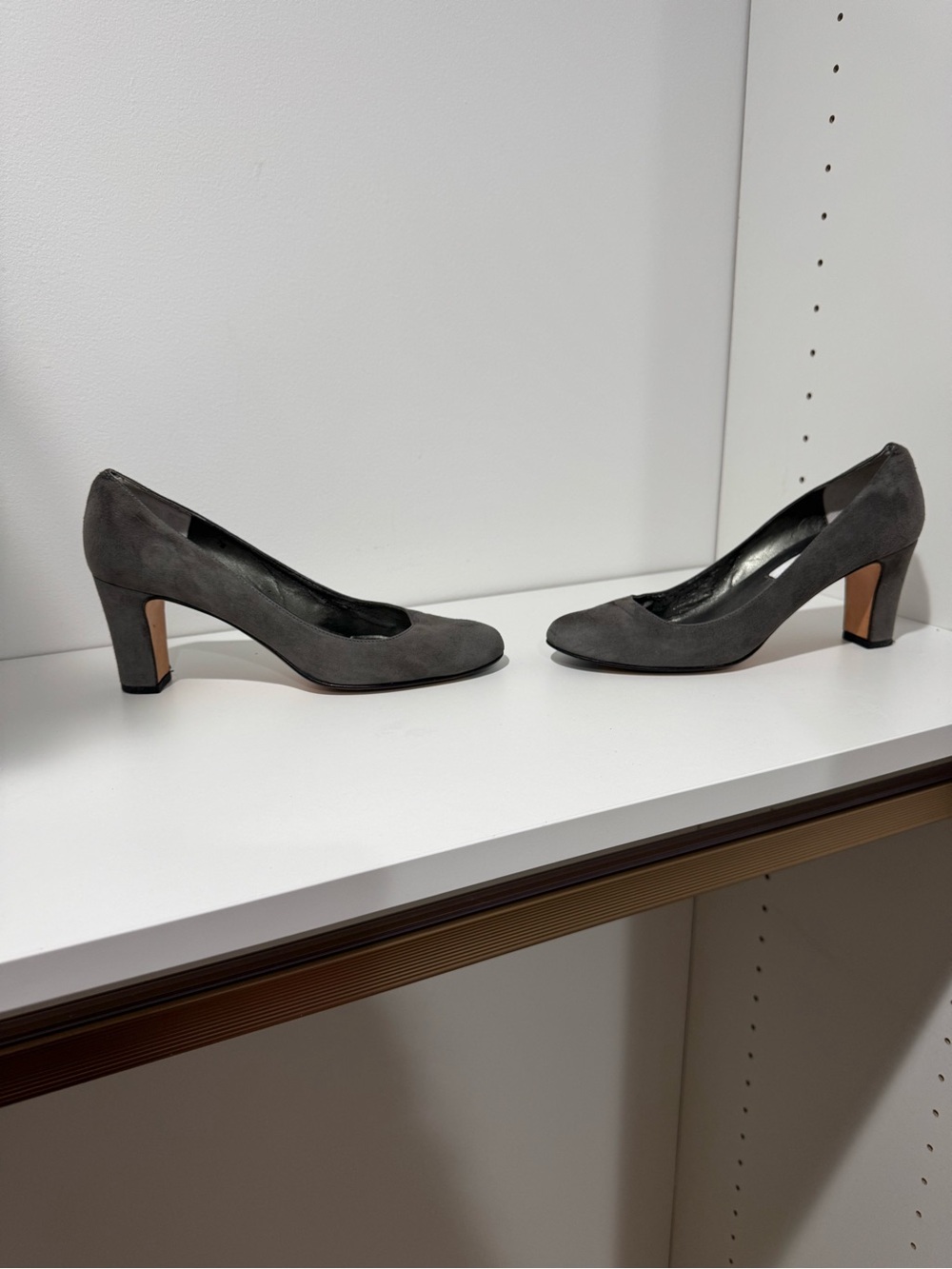 Real Suede Block Heel Pumps with Genuine Leather Soles
